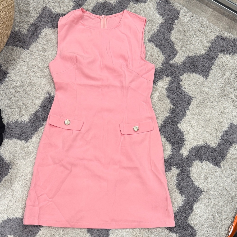 SHEIN Pink Mini Dress with Button Accents